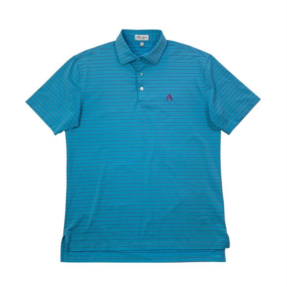 Peter Millar Shirt Mens M Medium Water Geranium Summer Comfort Striped Golf Polo - Picture 1 of 11